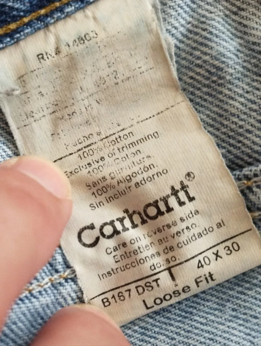Vintage Carhartt Jeans Mens 40x30 Light Wash Loose Fit Straight Denim